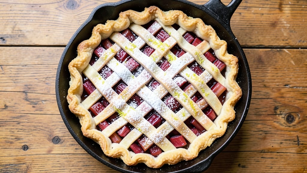 Amish Rhubarb Pie Recipe: Rustic Lattice Crust With Tart-Sweet Filling