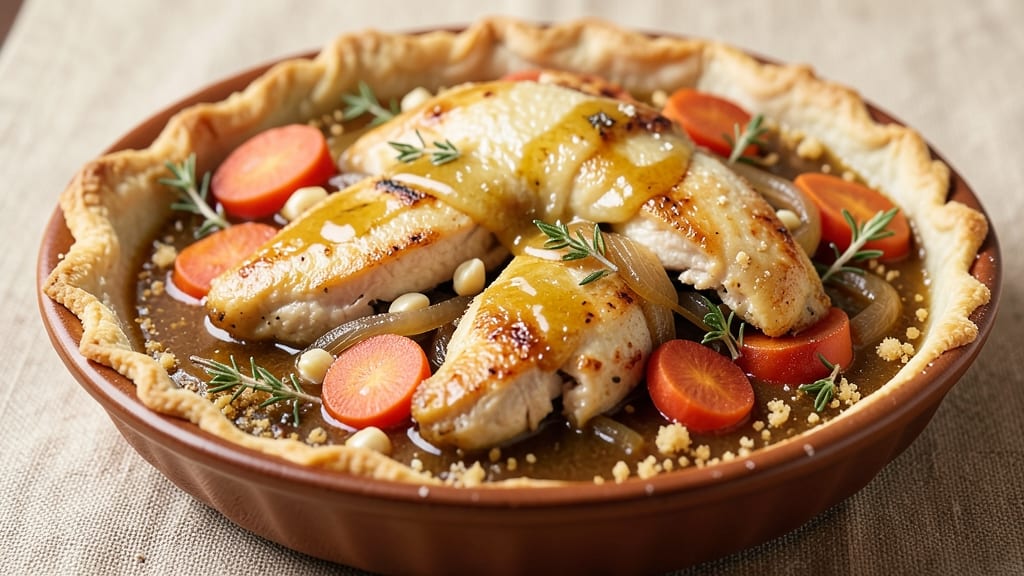 Chicken Pot Pie Recipe No Cream: Flaky Crust Hugs Savory Chicken and Veggies