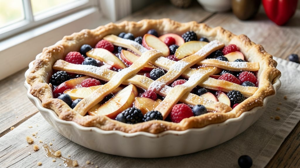 Apple and Mixed Berry Pie Recipe: Rustic Lattice Crust With Bursting Fruit Filling